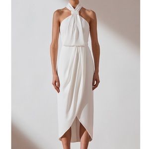 Shona Joy Core Knot Draped Dress In Ivory